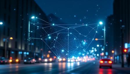 IoT sensors and connected city objects in digital overlay